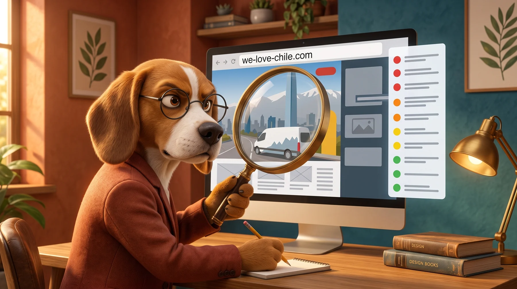 A auditoria crítica em contexto limpo, com a lista separada por prioridade, em ilustração 3D dos WeAgents