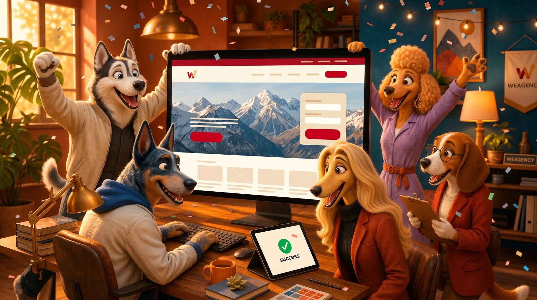 O site final depois das correções: o resultado da aula, em ilustração 3D dos WeAgents